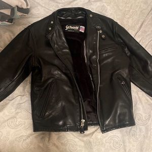 SCHOTT leather biker jacket.